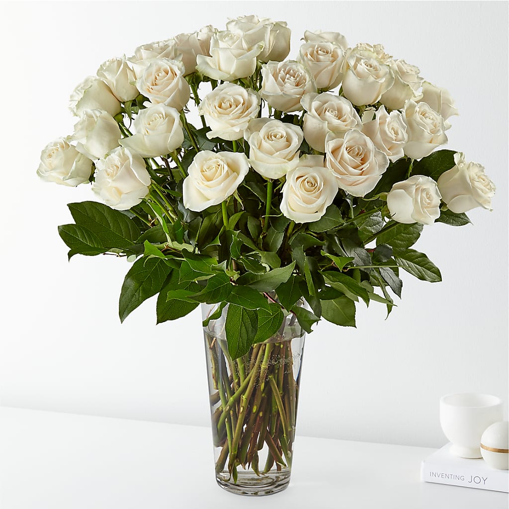 Long Stem White Rose Bouquet – Hartland Flowers And Events, Hartland MI