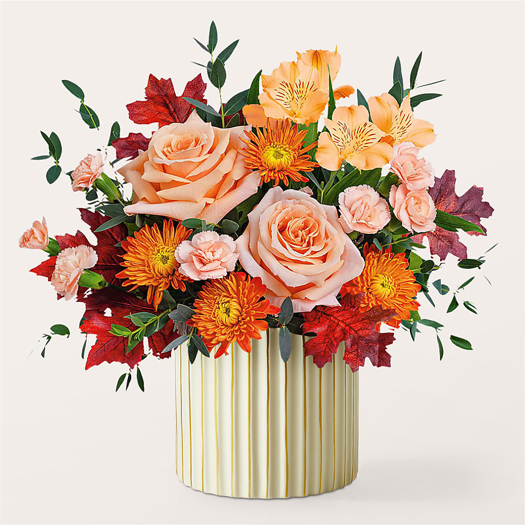 Spiced Latte Bouquet with Ivory Vase – Hartland Flowers And Events, Hartland MI