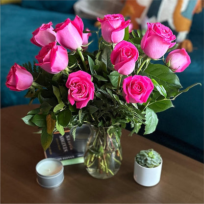 Long Stem Pink Rose Bouquet –  Hartland Flowers And Events, Hartland MI