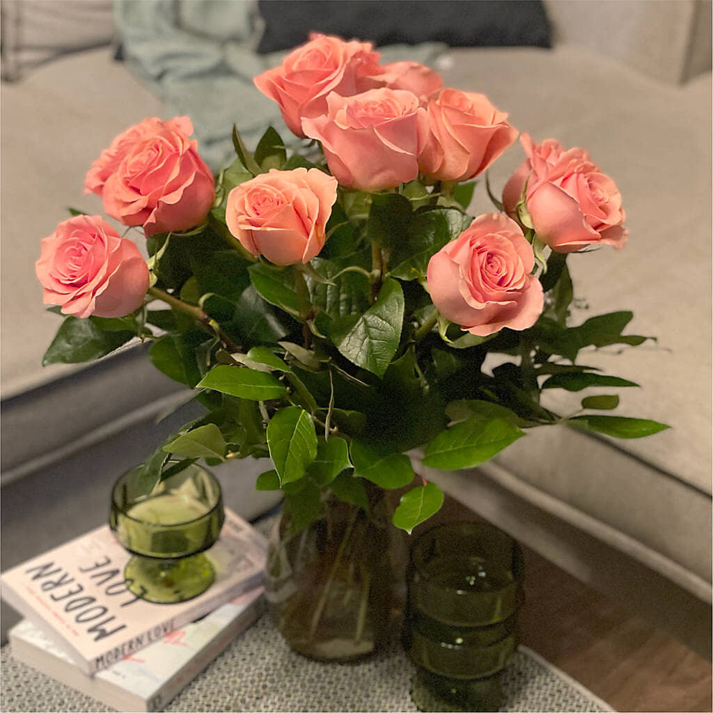 Long Stem Pink Rose Bouquet –  Hartland Flowers And Events, Hartland MI