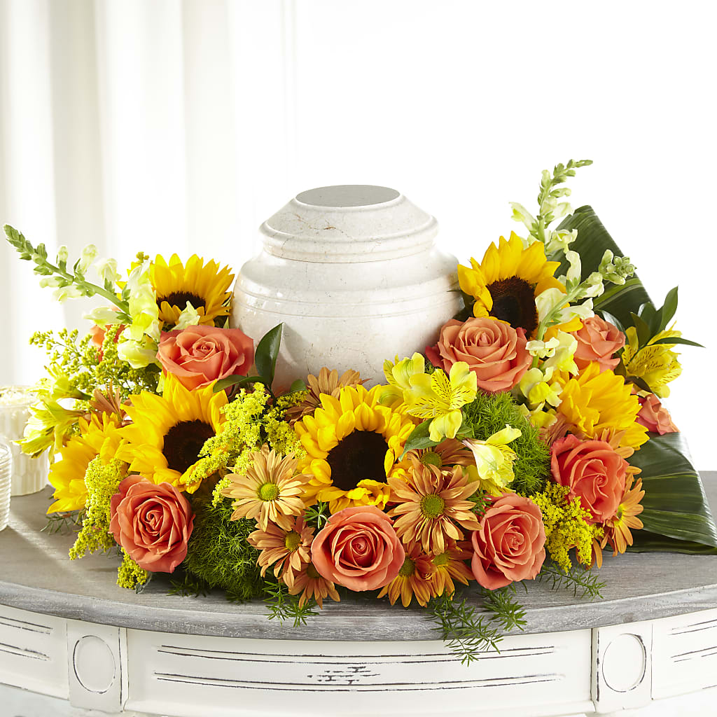 Faithful Sunflower Cremation Adornment –  Hartland Flowers And Events, Hartland MI