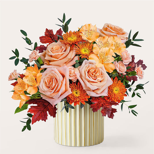Spiced Latte Bouquet with Ivory Vase –  Hartland Flowers And Events, Hartland MI
